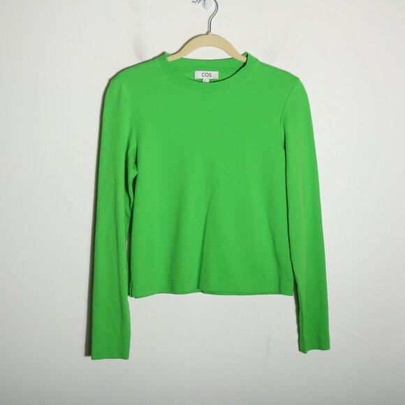COS Tops - COS Cotton Green Long Sleeve Shirt Womens Small Crewneck Capsule Minimalist